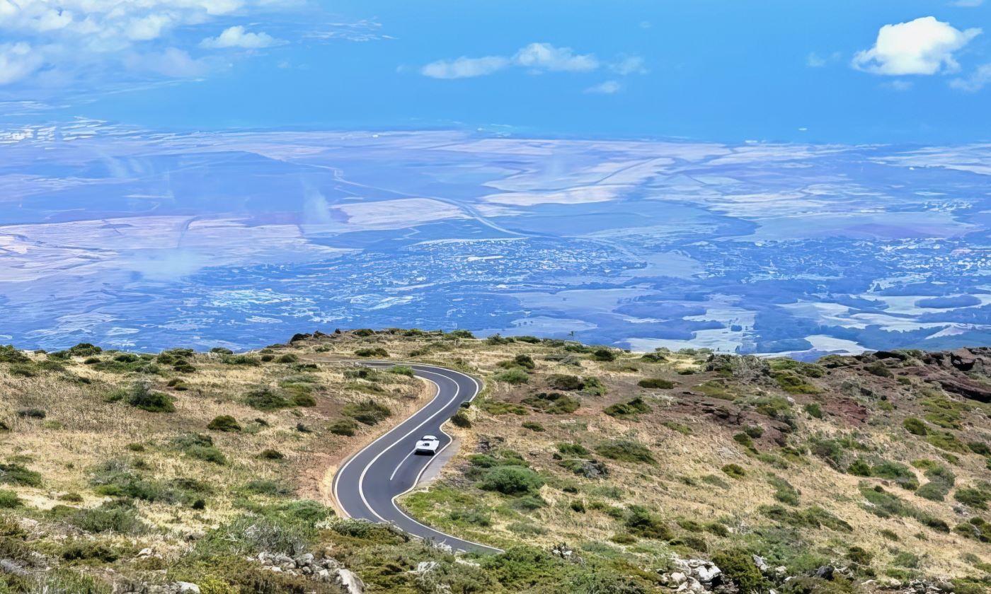 Looking down over Maui from the road up to Haleakala