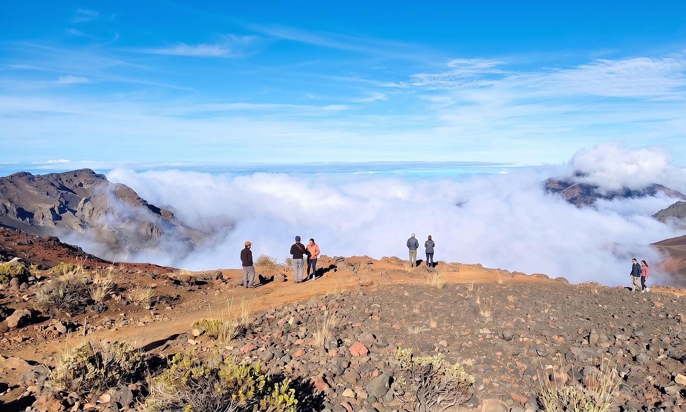 Cinder cones and open terrain inside the Haleakala crater