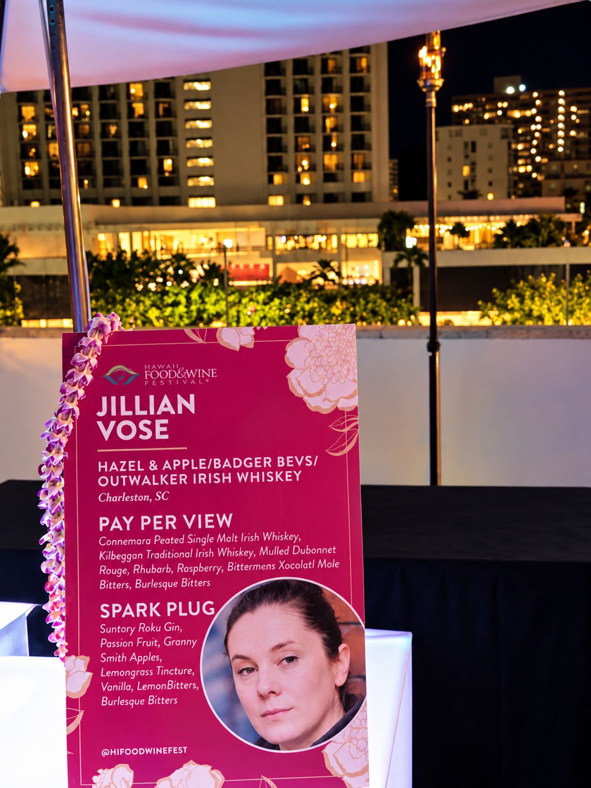 The sign at Jillian Vose’s bar, listing the Pay Per View and Spark Plug cocktails
