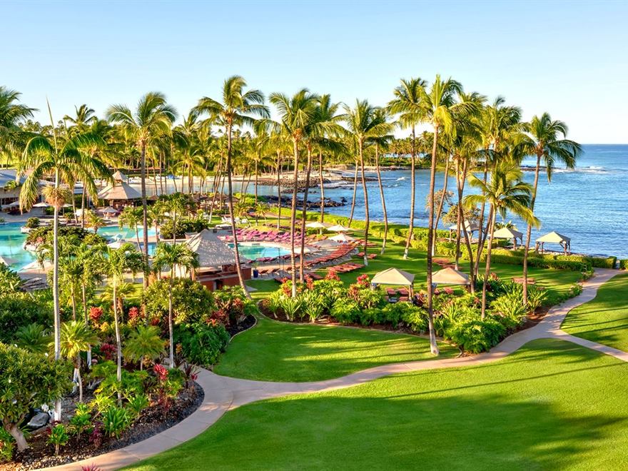 Oceanfront resort grounds in Hawaii